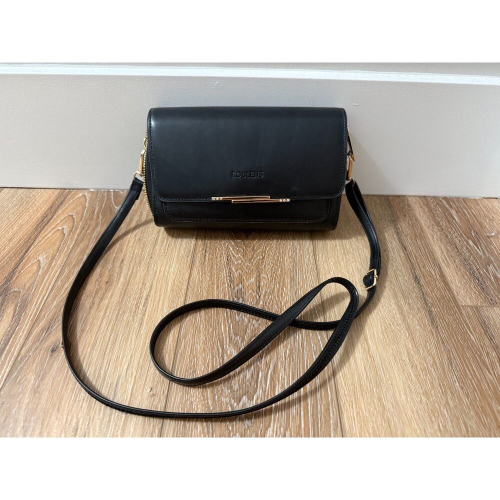 Black Crossbody Phone Wallet Purse | Double Zip Compartments